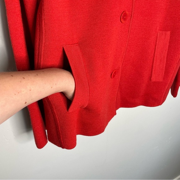 Talbots Red Textured Knit Button Front Jacket Collared Blazer 1X - Picture 6 of 8